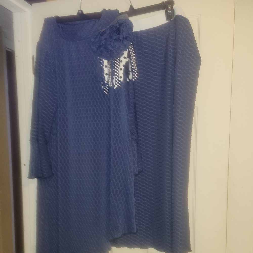 Custom blue top and matching skirt
